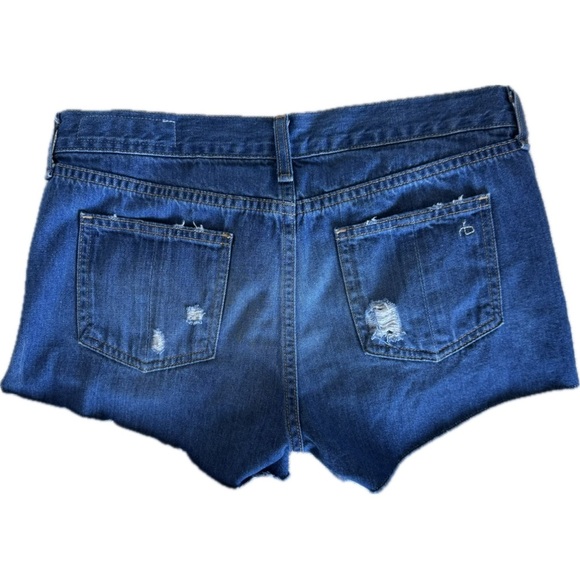 RAG & BONE Cut Off Shorts in Freeport | Distressed Blue Jean Denim + Raw Hem 26 - Picture 4 of 5